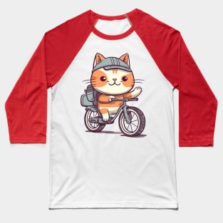 Funny cat rides bicycle Baseball T-Shirt